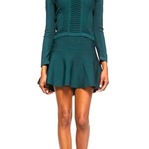 Parker Green Fit and Flare Knit Skirt Size Small High Waist Flouncy Hem